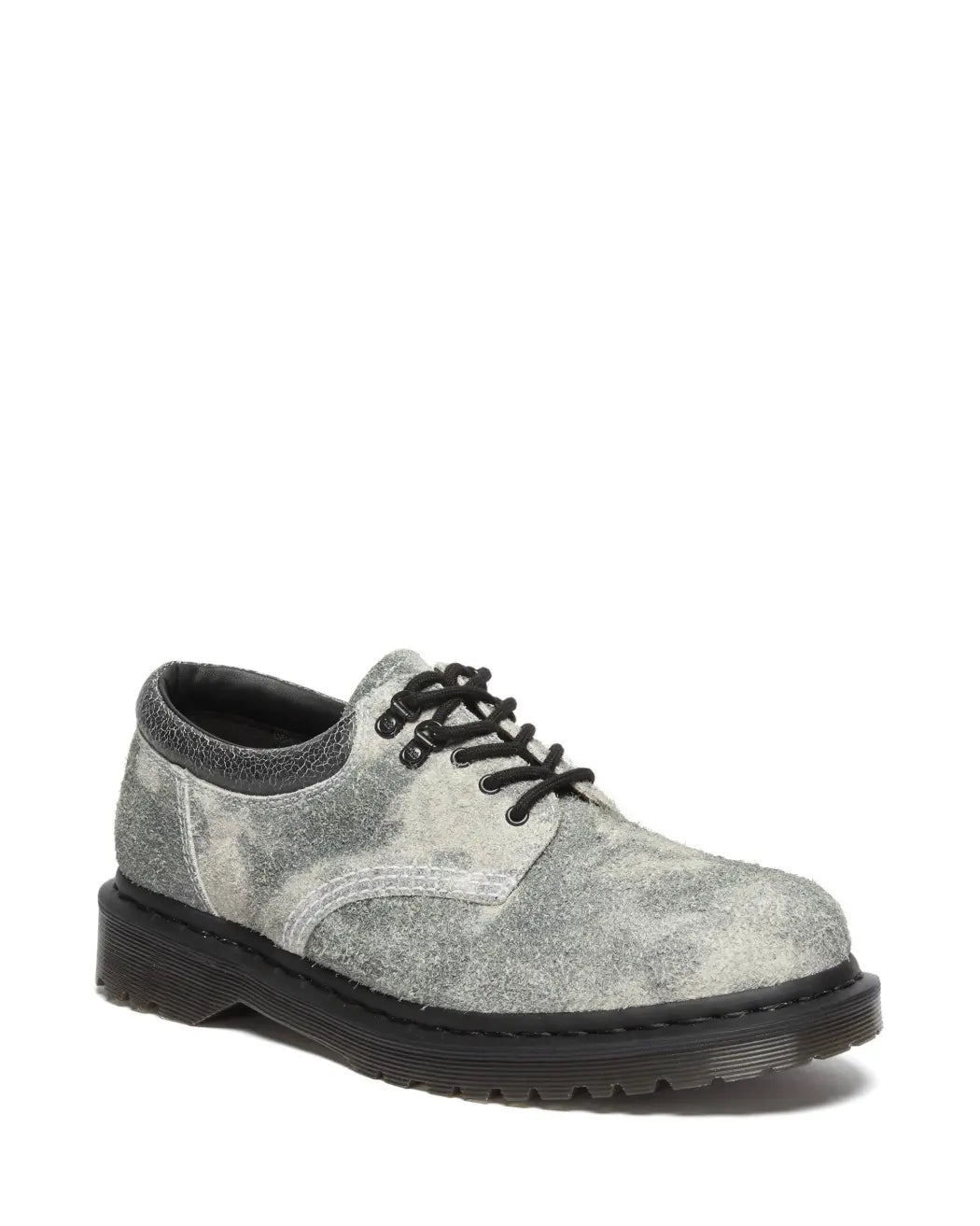 Bei PICK UP in Düsseldorf findest Du Dr. Martens, 8053 Grey Black Optical White Stonewashed Hairy Suede Cracked Effect Suede  und viel mehr von Dr. Martens