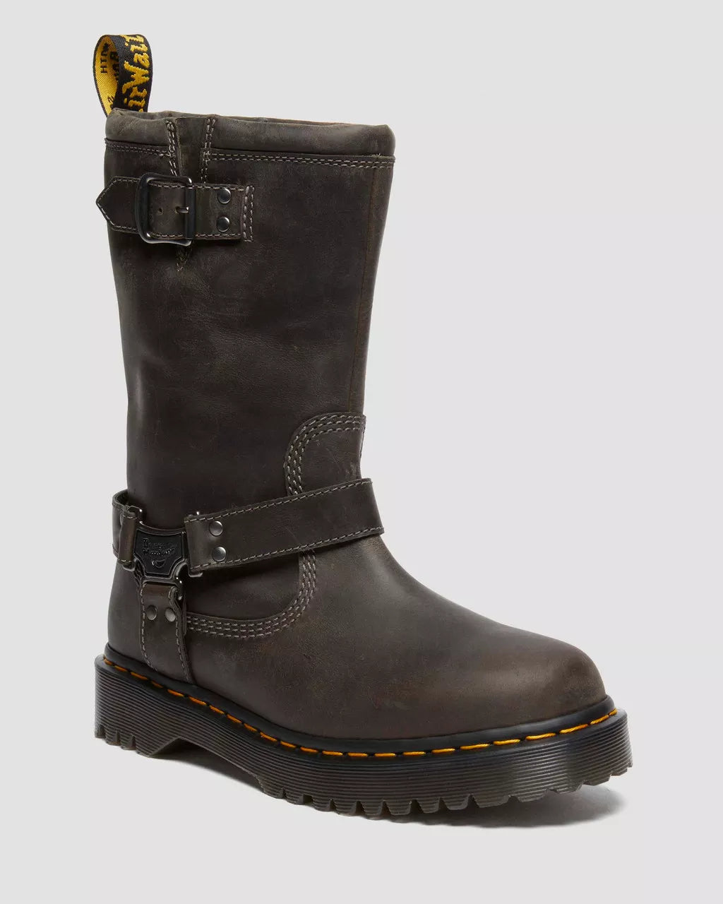 Bei PICK UP in Düsseldorf findest Du Dr. Martens, Anistone Hi Charcoal Grey Burnished Waxy Pull Up Wp  und viel mehr von Dr. Martens