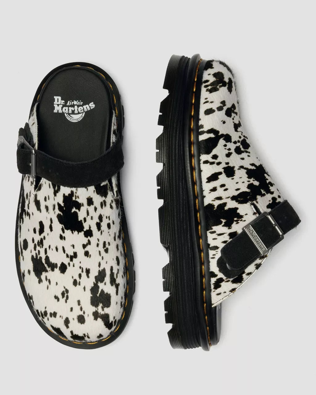 Dr. Martens Zebzag Mule Dalmatian Hair On schwarz weiß Flecken
