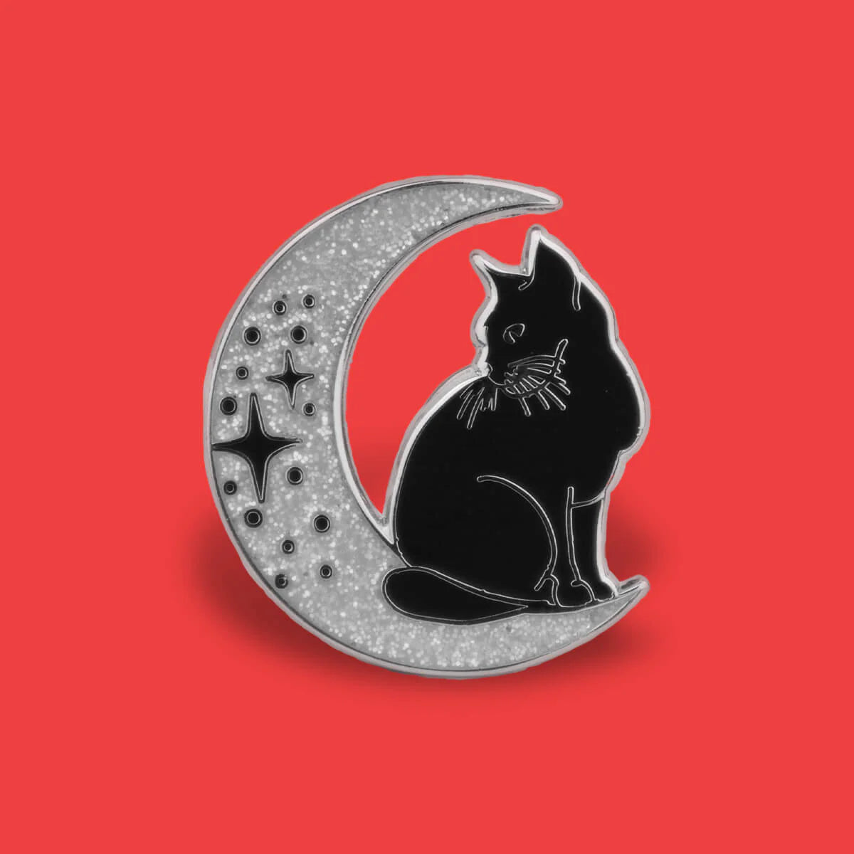 Extreme Largeness Cat on Glitter Moon Emaille Pin Anstecker