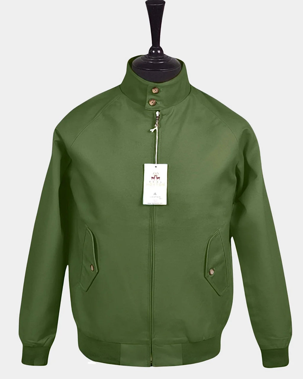 Hoxton Harrington Jacke Olive – kariertes Futter | PICK UP Düsseldorf