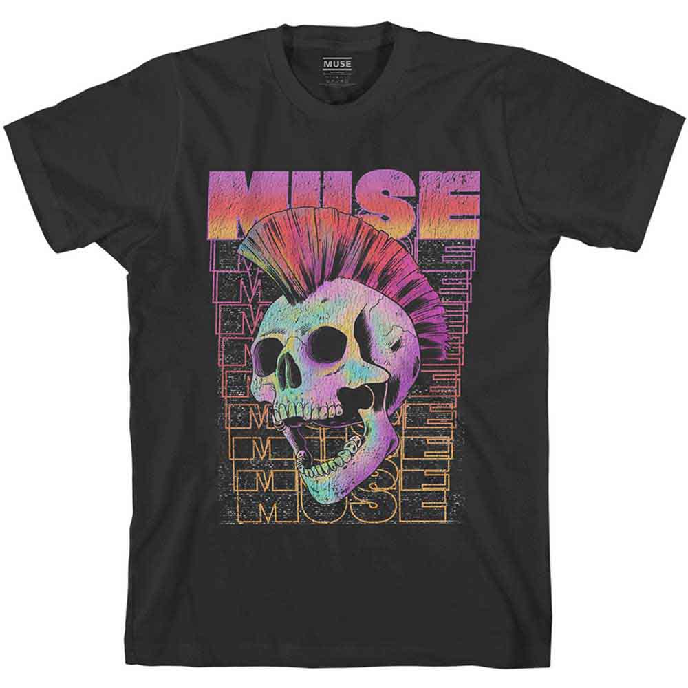 Bei PICK UP in Düsseldorf findest Du Bandshirt, Muse Unisex T-Shirt: Mowhawk Skull (Black)  und viel mehr von PHD/RockOff