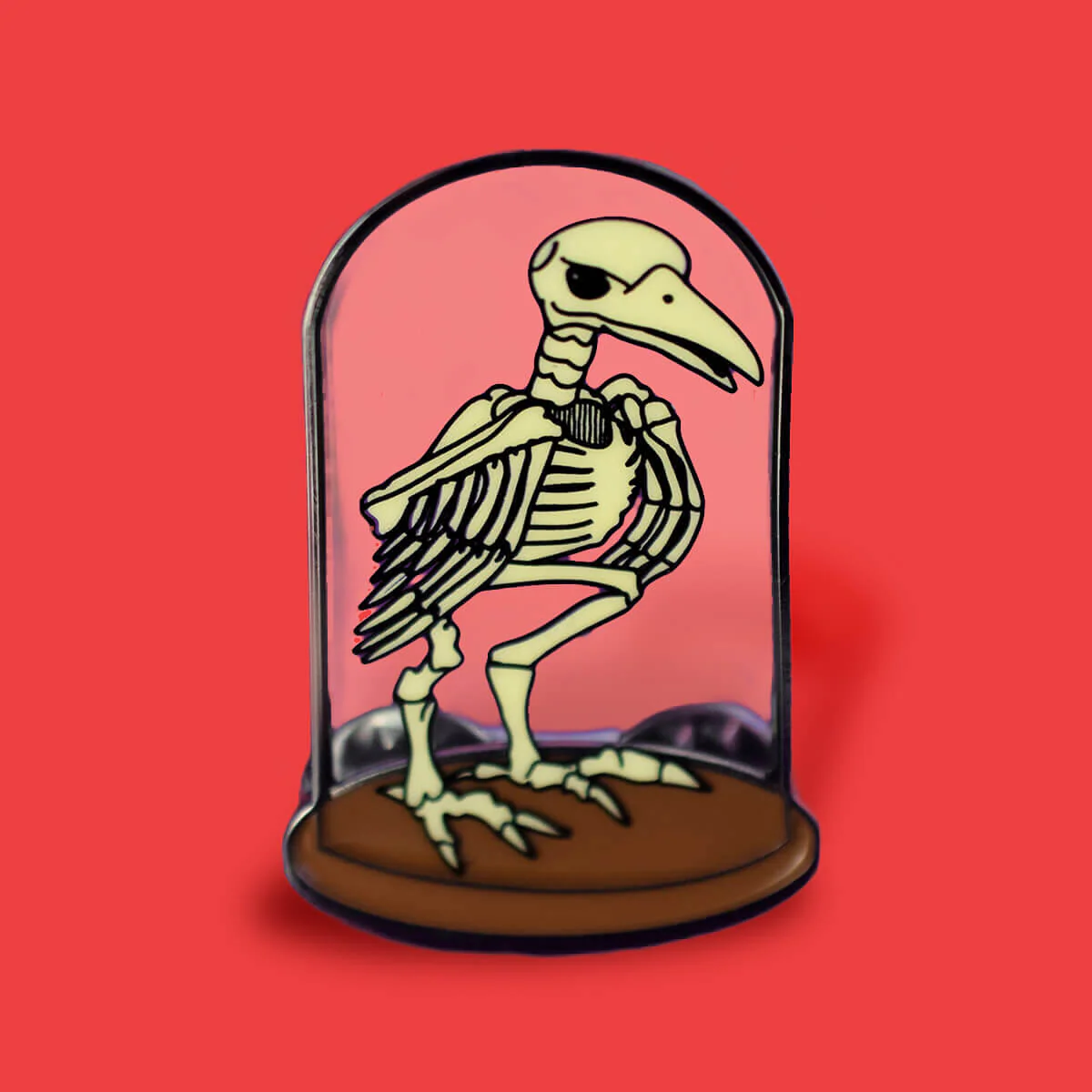 Crow Skeleton Enamel Pin von Extreme Largeness mit Krähen-Skelett
