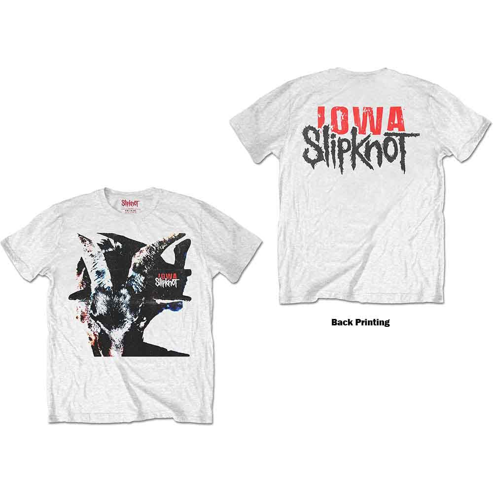 Bei PICK UP in Düsseldorf findest Du Bandshirt, Slipknot Unisex T-Shirt: Iowa Goat Shadow (White) (Back Print) und viel mehr von PHD/RockOff