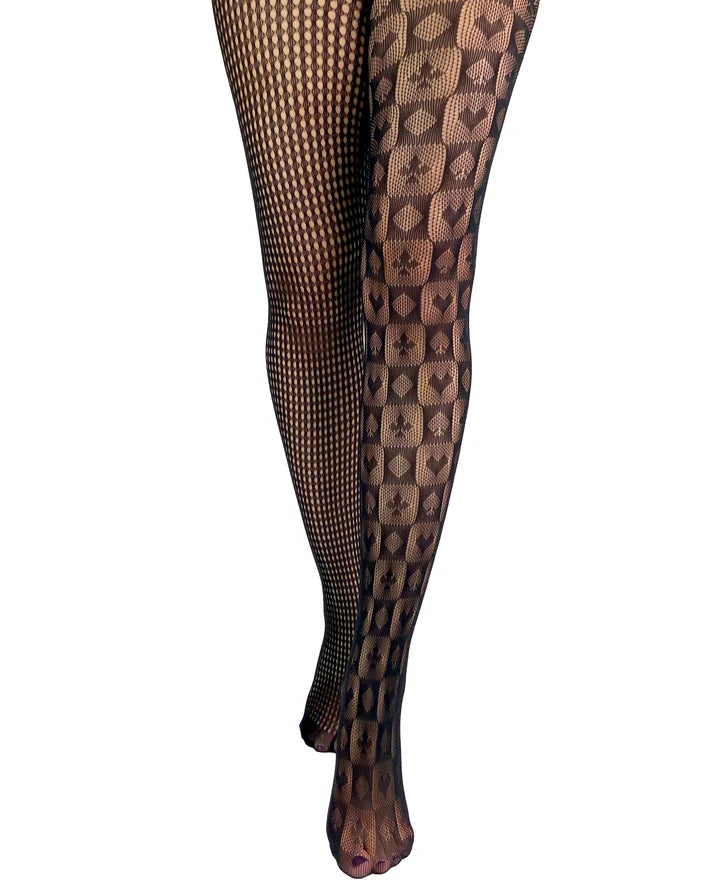 Pamela Mann Spot and Spades Net Tights mit Punkt- und Pik-Muster