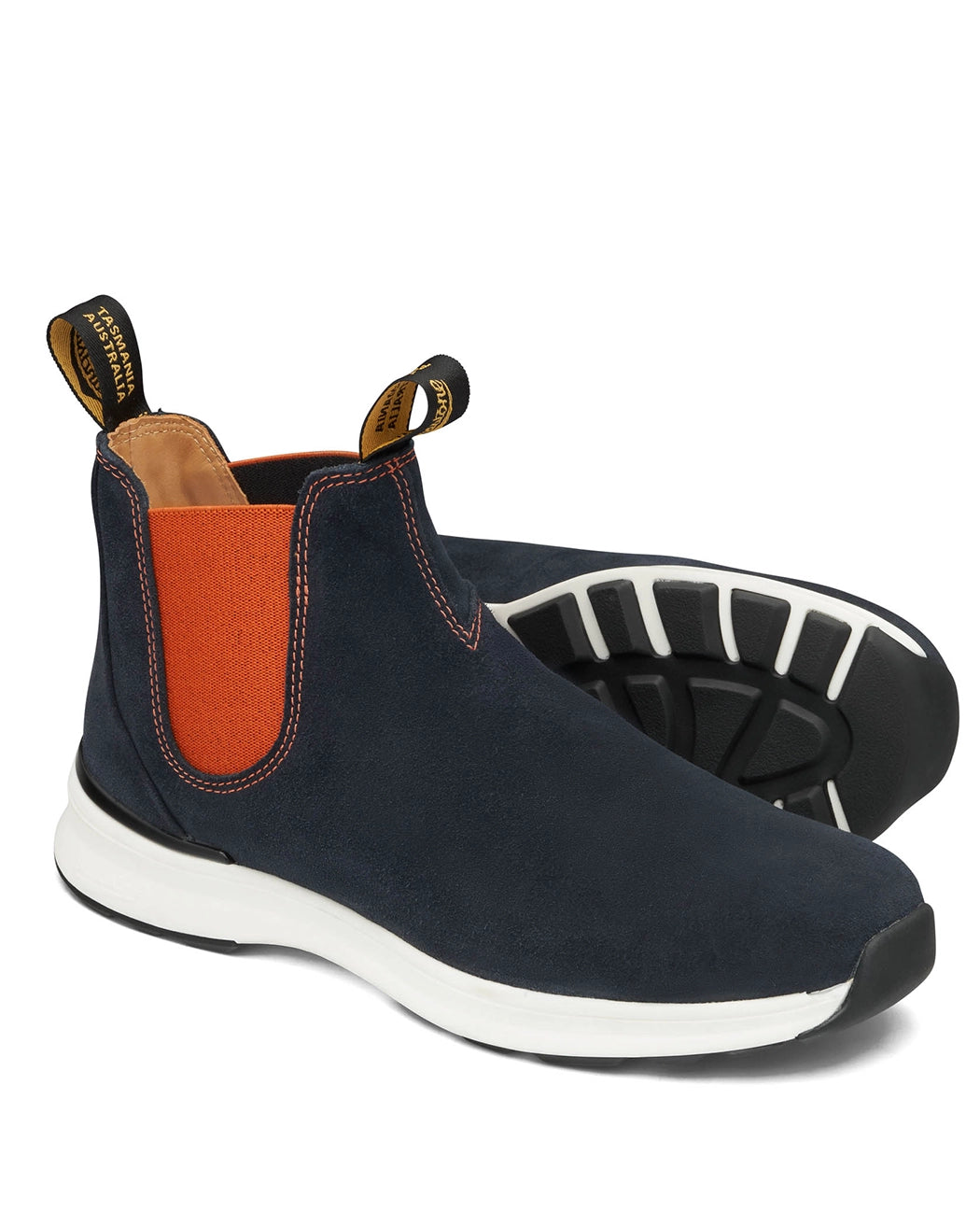 Bei PICK UP in Düsseldorf findest Du Blundstone, #2147 Navy Leather with  Burnt Orange Elastic  und viel mehr von Blundstone