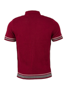 Relco, Men’s Full Button Striped Polo, Burgundy – Detailansicht | PICK UP Düsseldorf