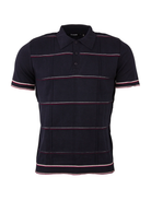 Relco, Men’s Cable Knit Striped Polo, Navy – Vollansicht | PICK UP Düsseldorf