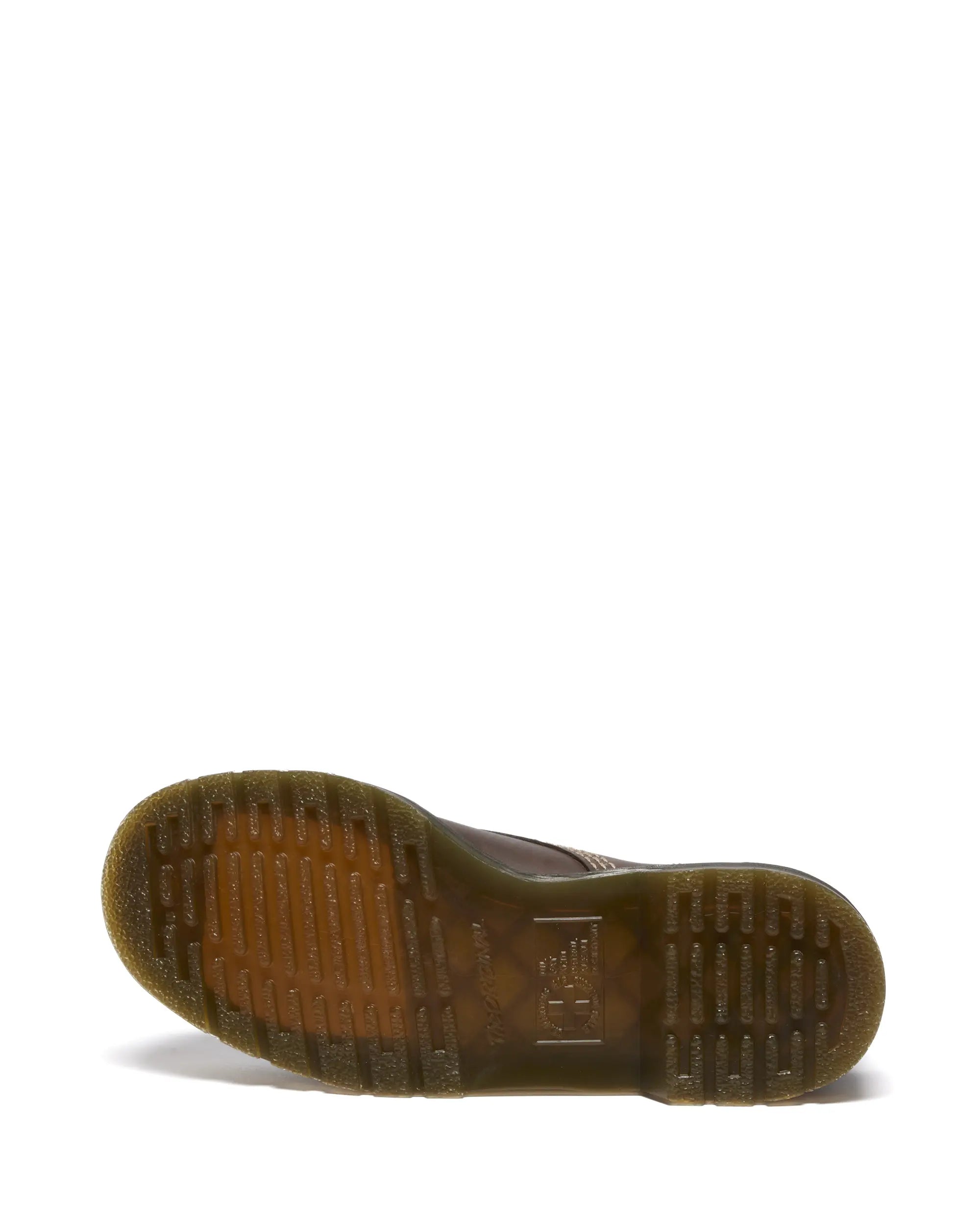 Dr. Martens 1460 Pascal Boot in dunkelbraunem, strukturiertem Wyoming-Leder mit hellen Kontrastnähten. 8-Loch-Schnürung, gelbe Rahmennaht, AirWair-Sohle, ohne harte Schaftkante.