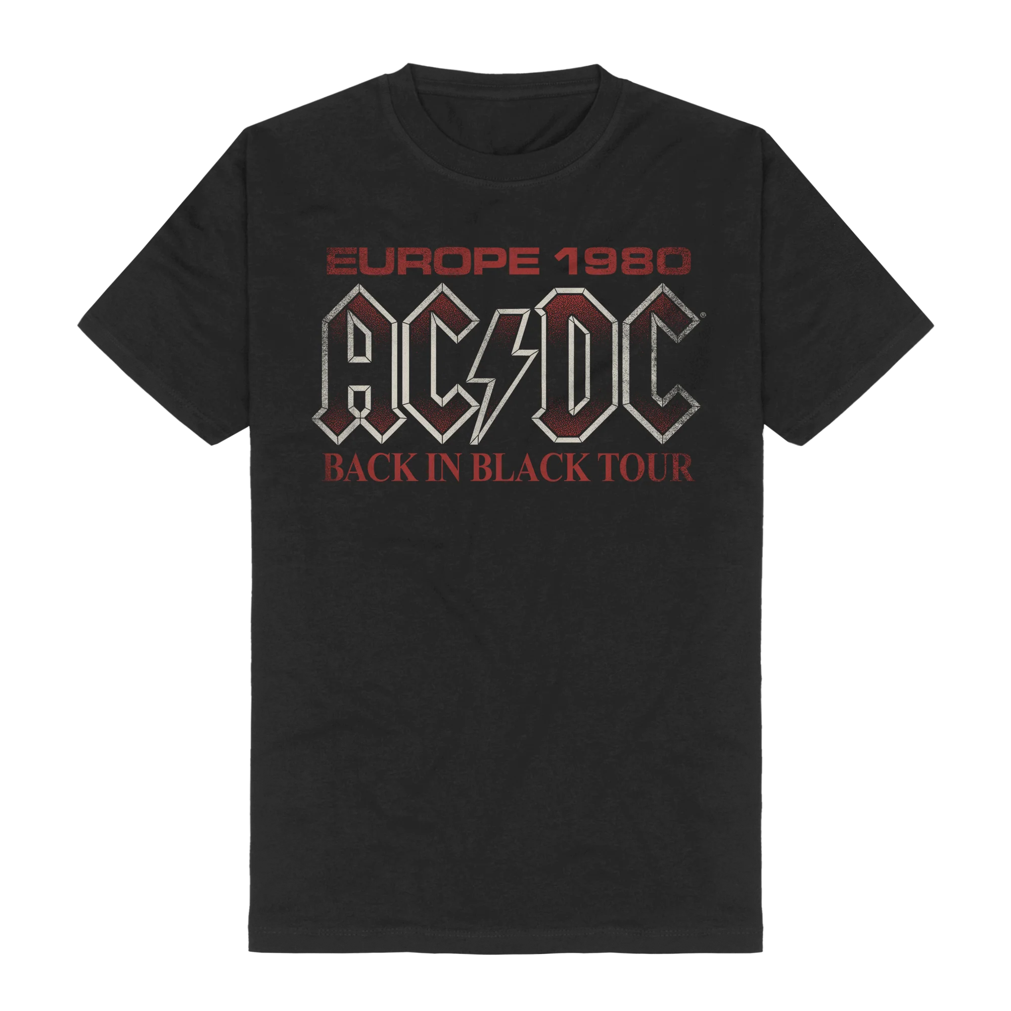 AC/DC Back In Black Europe 1980 T-Shirt – offizielles Bandshirt schwarz