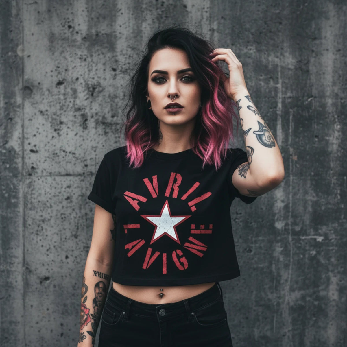 Bandshirt, Avril Lavigne, Stencil Logo Crop – Produktansicht | PICK UP Düsseldorf