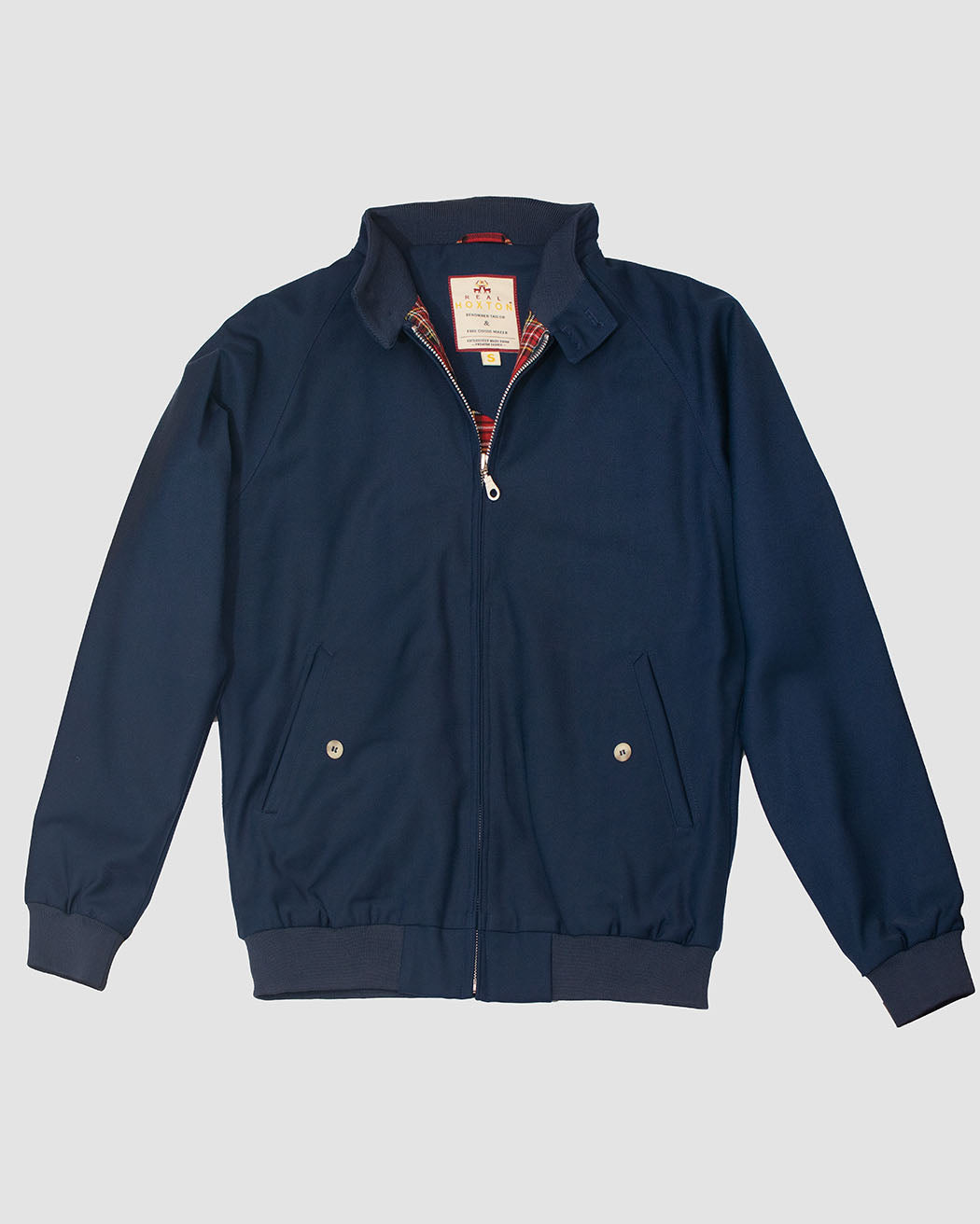 Hoxton Harrington Jacke Navy – kariertes Futter | PICK UP Düsseldorf