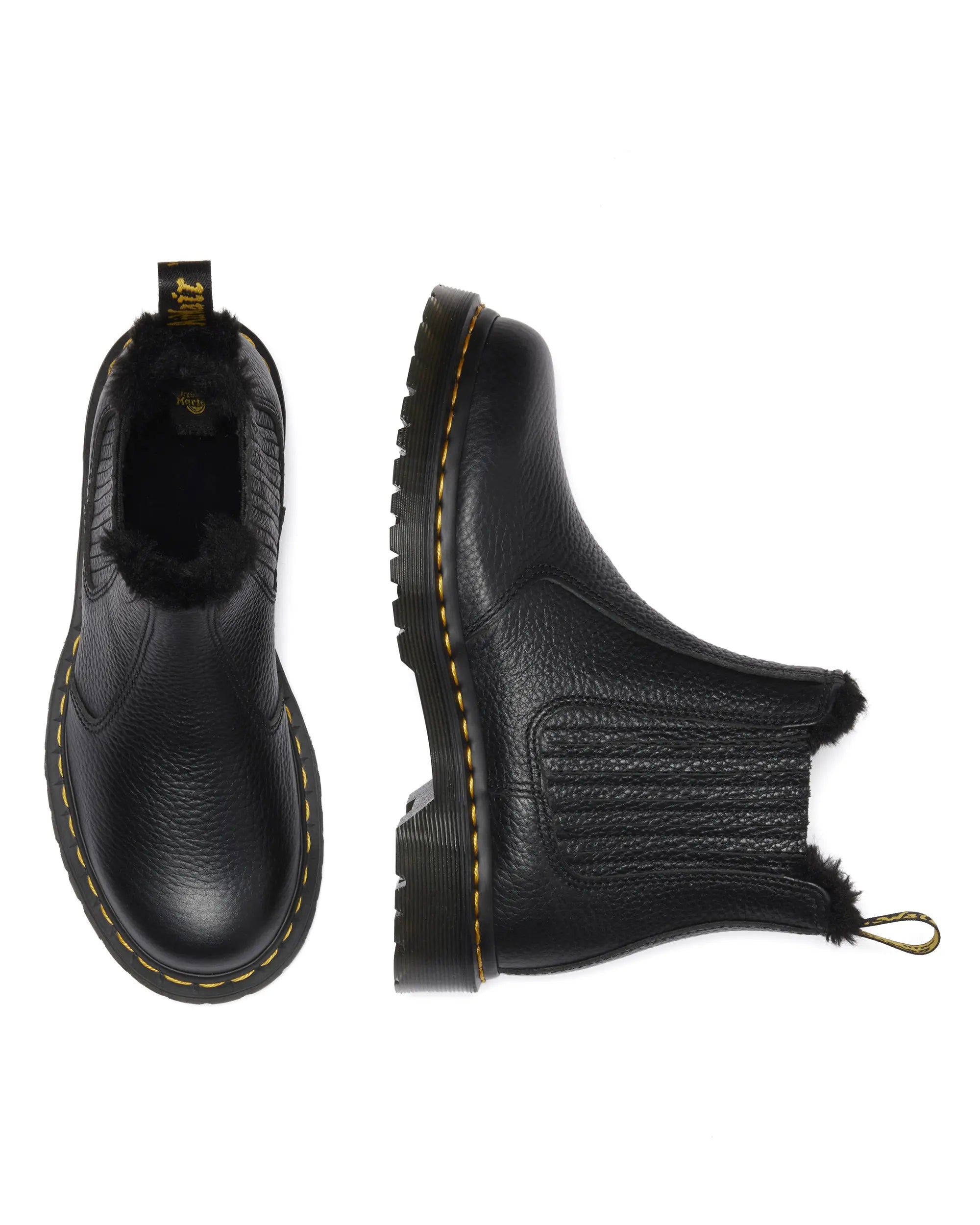 Dr. Martens 2976 Leonore II Black Milled Nappa Winter Chelsea Boot mit Kunstfell – erhältlich bei PICK UP Düsseldorf / PICKUP78.de