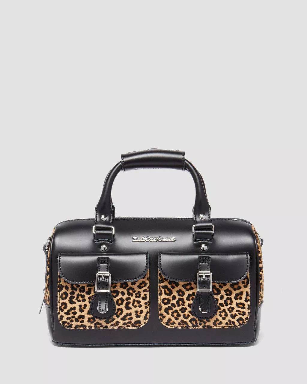 Dr. Martens Weekender Tasche Schwarz mit Leopard Hair‑On
