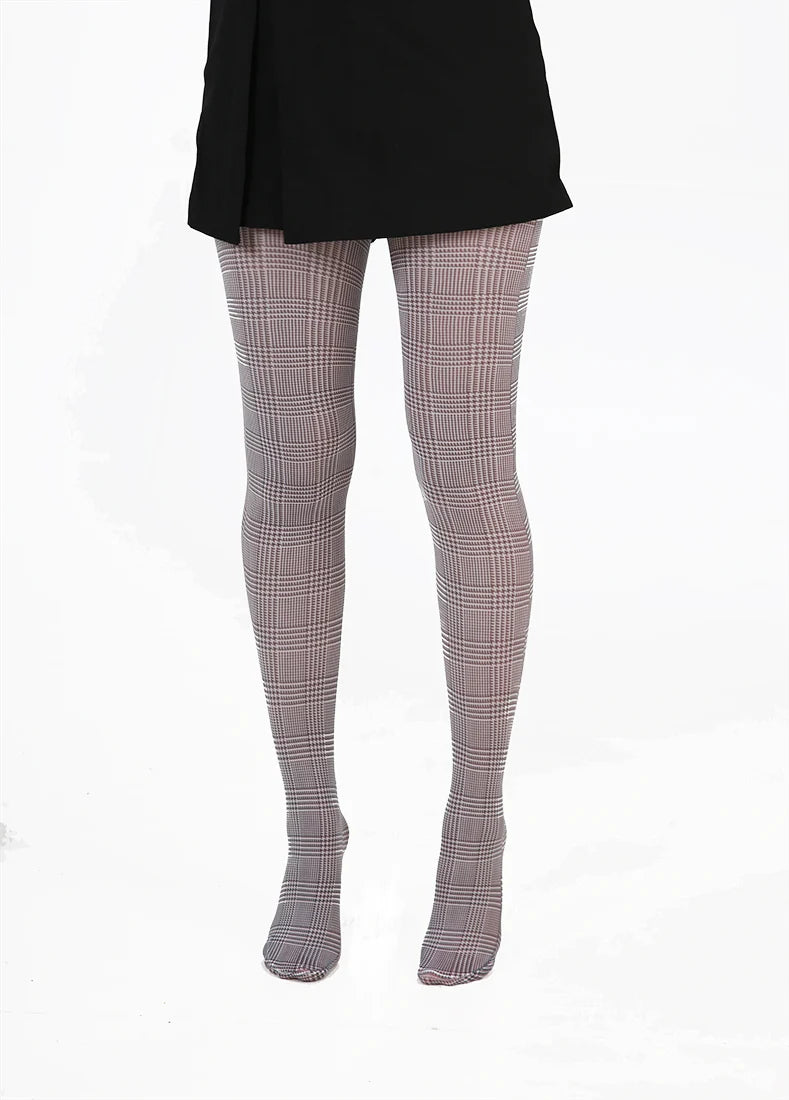 Pamela Mann Duchess Check Tights mit Karomuster in Neutraltönen