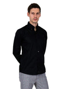 Relco, Men’s Black Oxford Long Sleeve Shirt – Vollansicht | PICK UP Düsseldorf