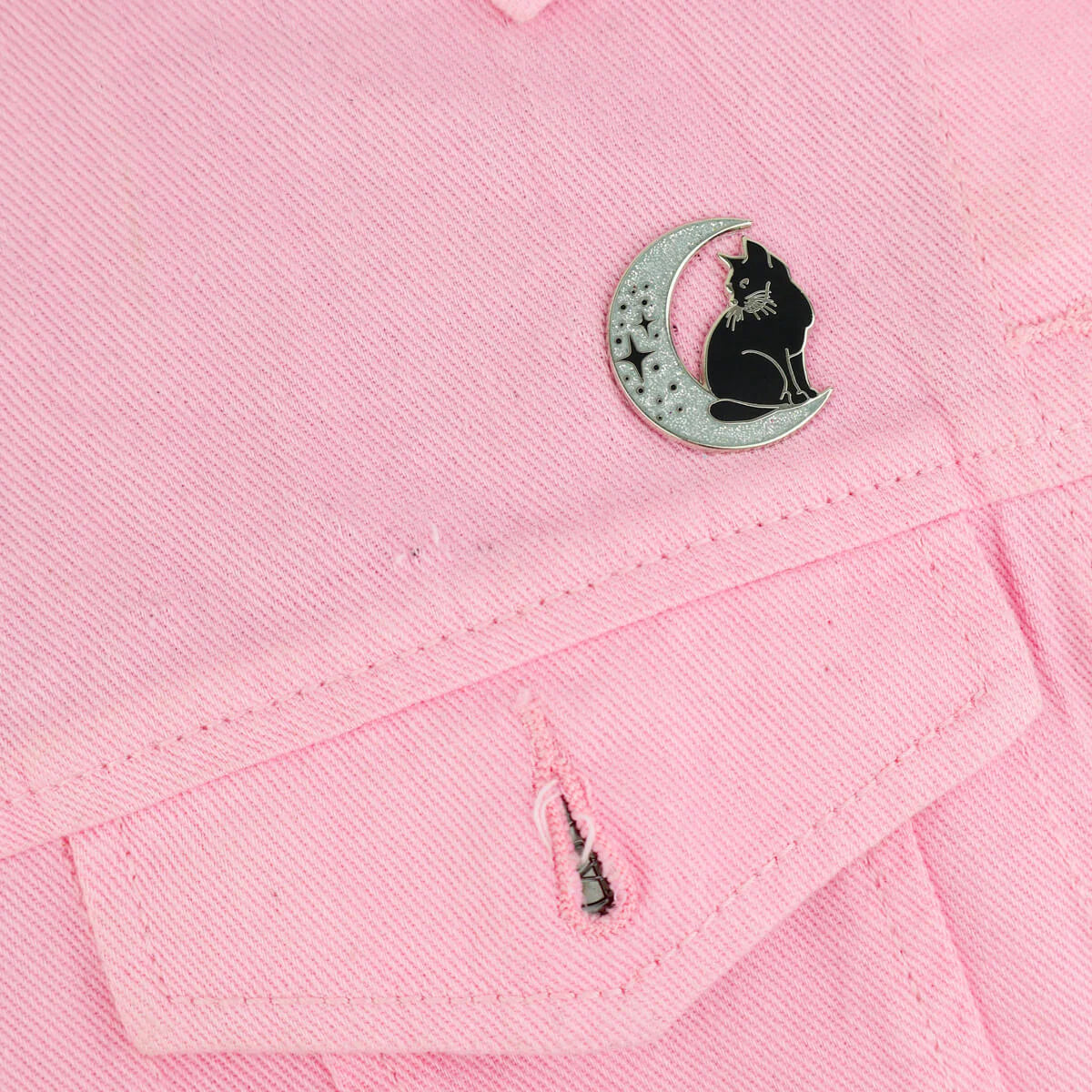 Extreme Largeness Cat on Glitter Moon Emaille Pin Anstecker