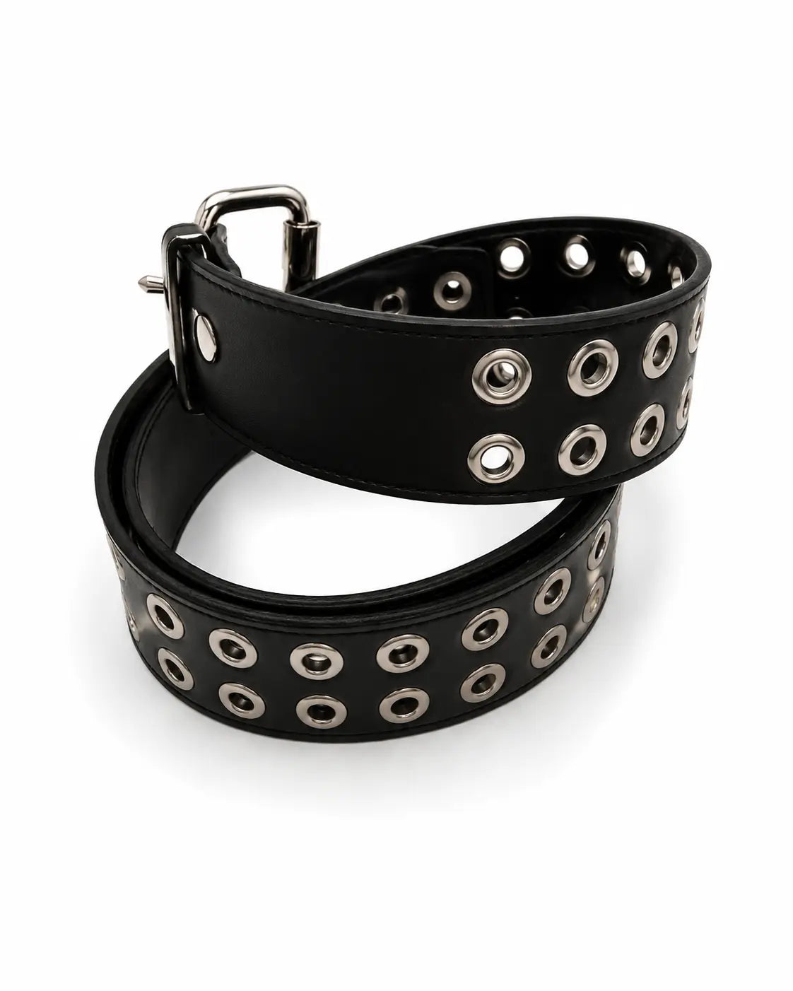 2 Row Open Eyelid Belt B19 – Echtledergurt mit zwei Reihen Ösen-Nieten
