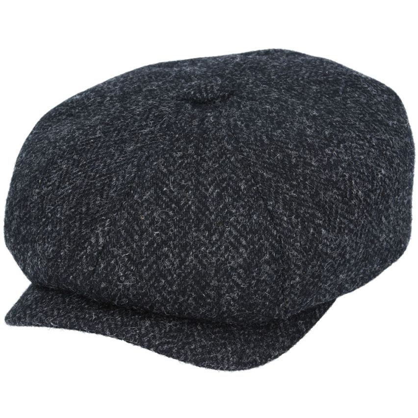 MAZ MAZ, Glawin Bond Harris Tweed Wool Herrinbone Newscap Cap; Black  Pick Up | Düsseldorf