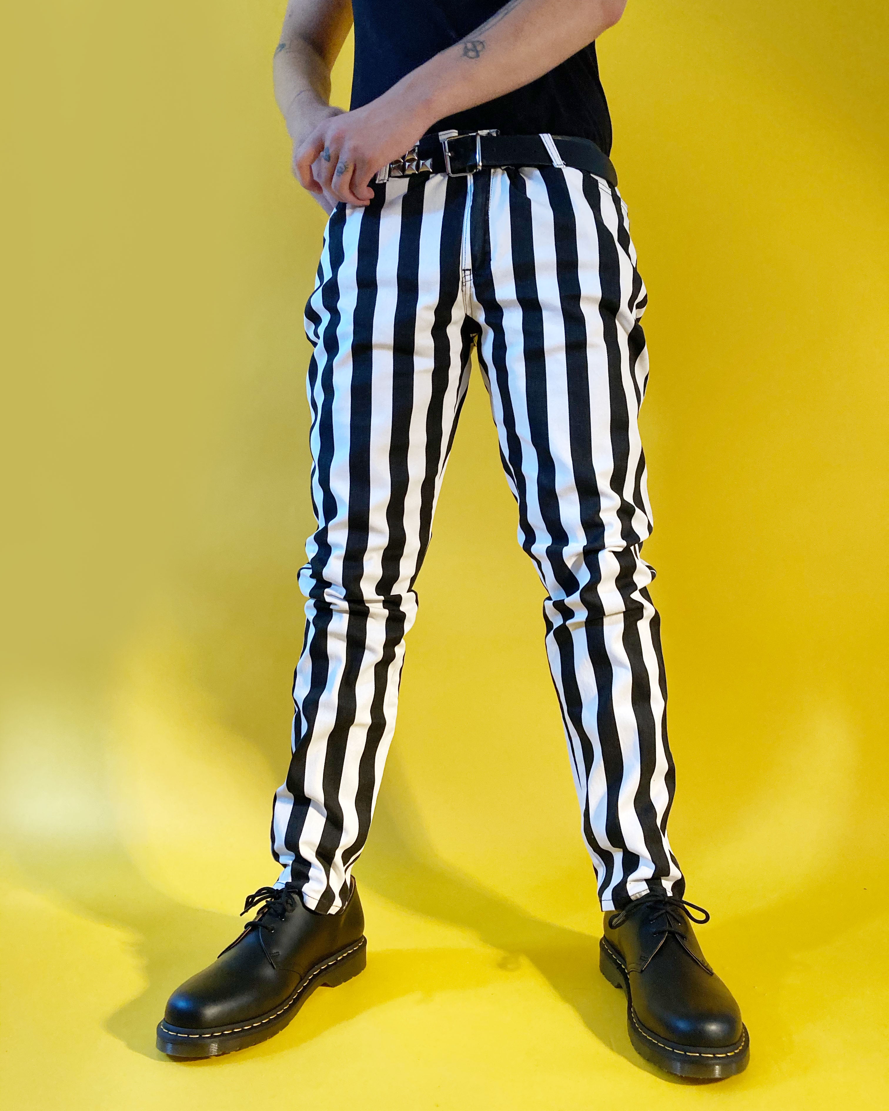 Striped skinny jeans sales black and white